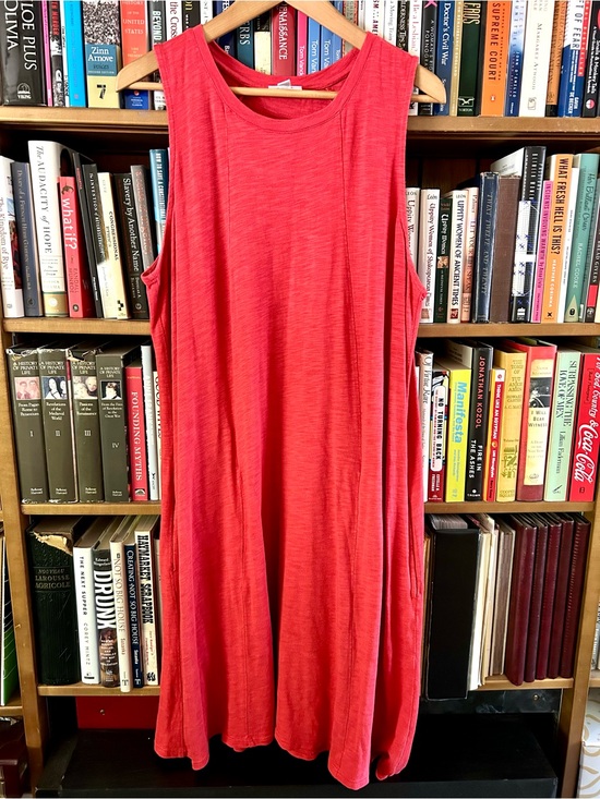 J. Jill Dresses & Skirts - J Jill Coral Red Sleeveless POCKETS Swing A-line Tank Dress, size L